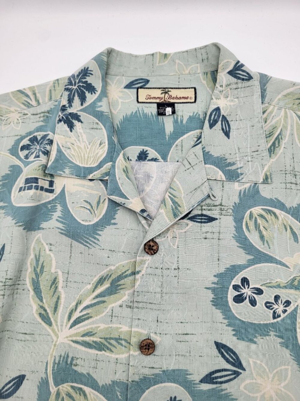 Tommy Bahama Relax Men's LG Button Down Silk Hawaiian Print Shirt Resort Beach